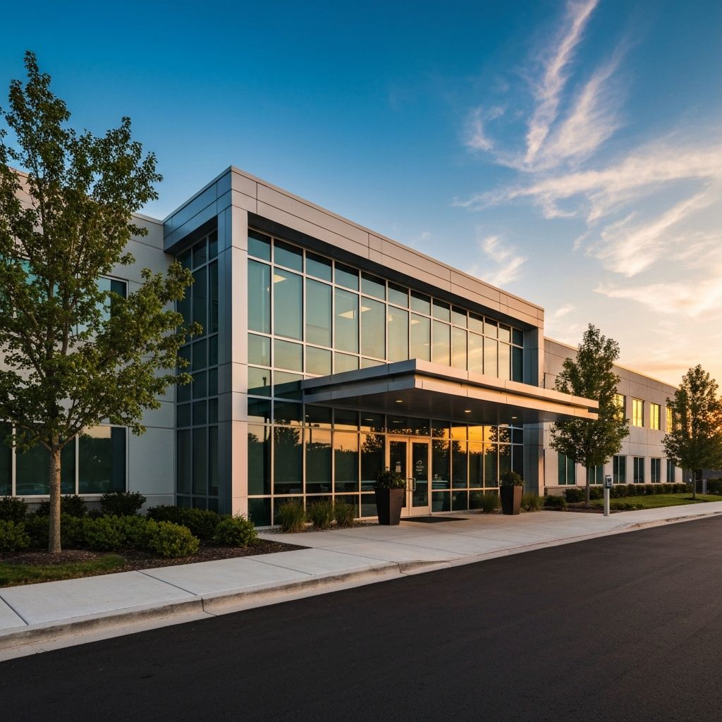 Fachada moderna de clínica médica